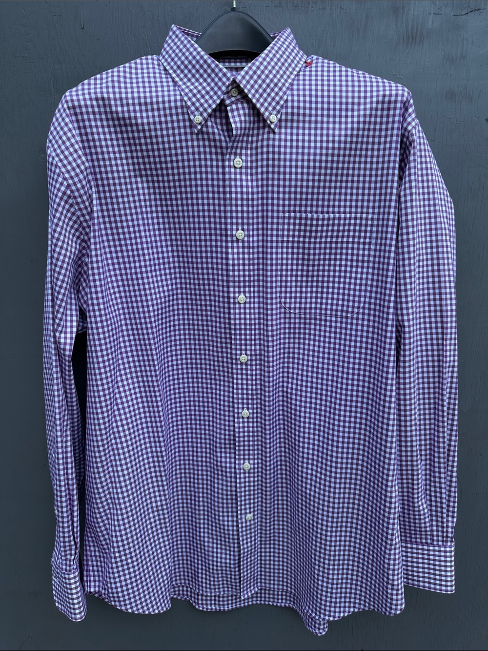 Peter Millar Purple Gingham Button-Down Dress Shirt